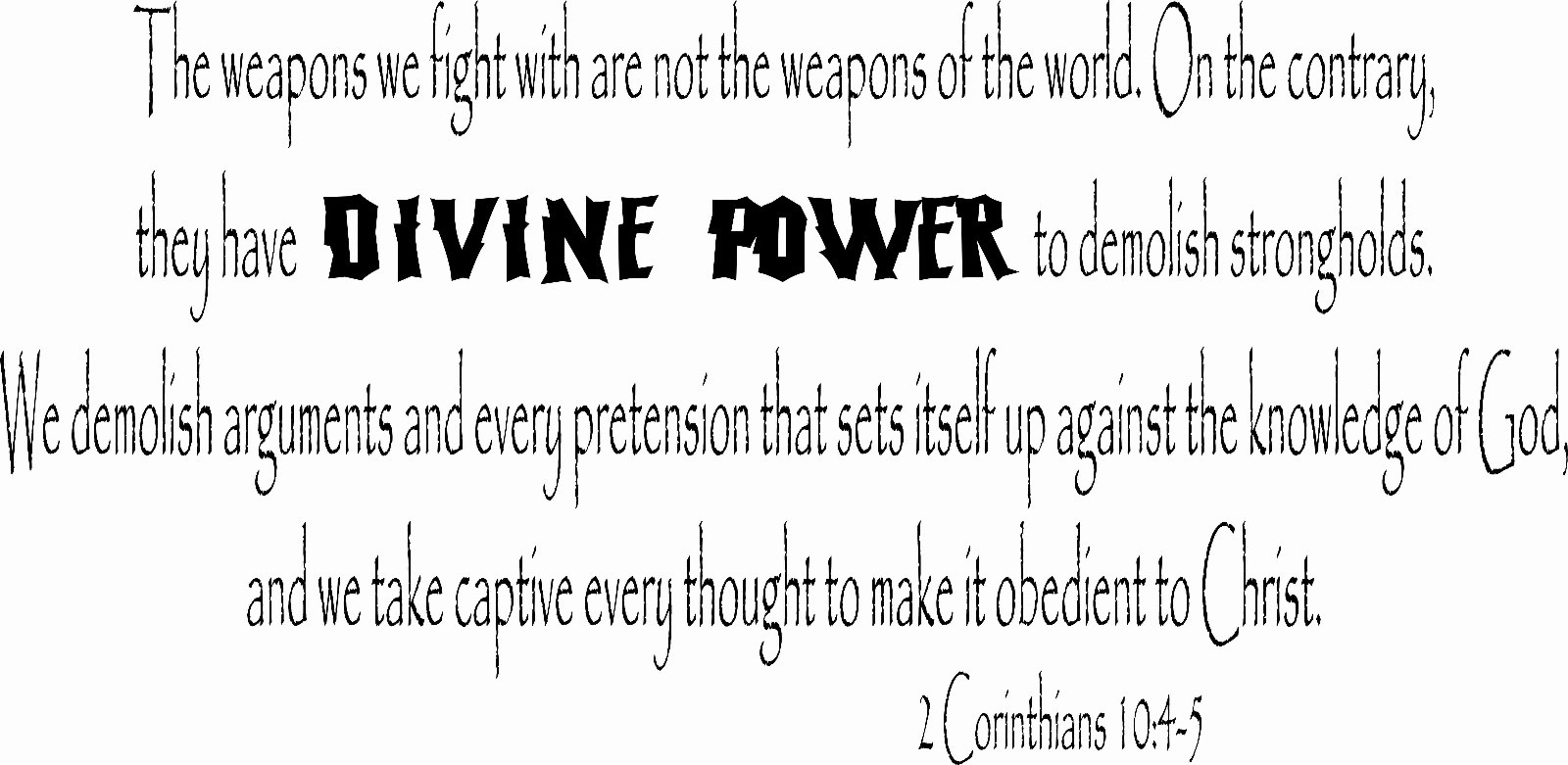2 Corinthians 10:4-5 11″x 22″ Bible Verse Wall Decal ~ Scripture Wall Art