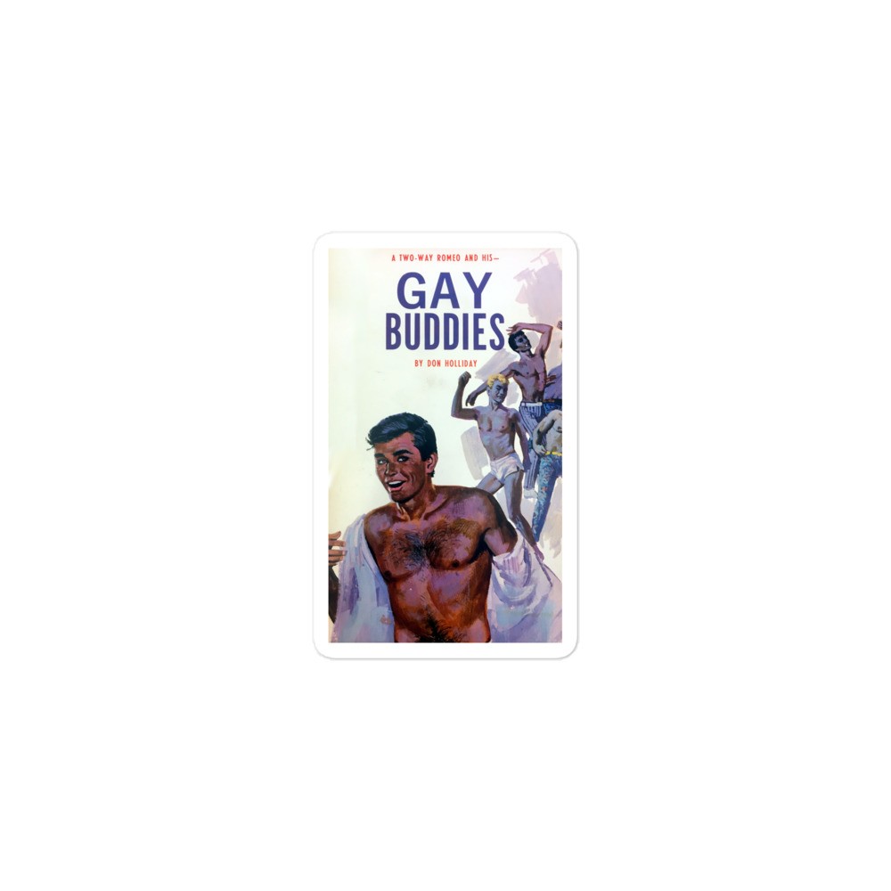 New Color Novelty Vinyl Sticker Gay Buddies Retro Pulp Fiction Porn Erotica
