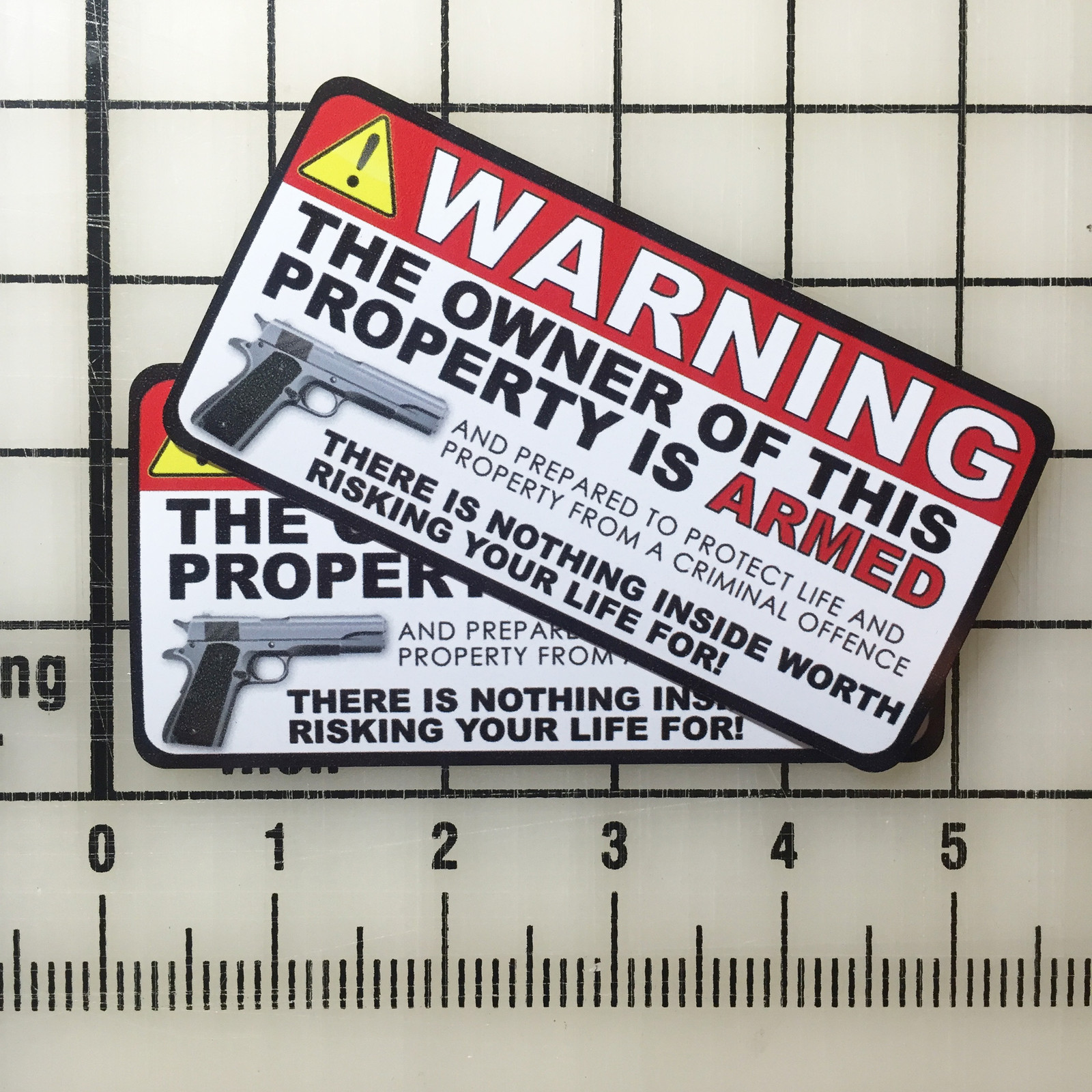 Warning Armed Owner 2nd Amendment 5″ Wide Multi-Color Vinyl Decal Sticker – BOGO