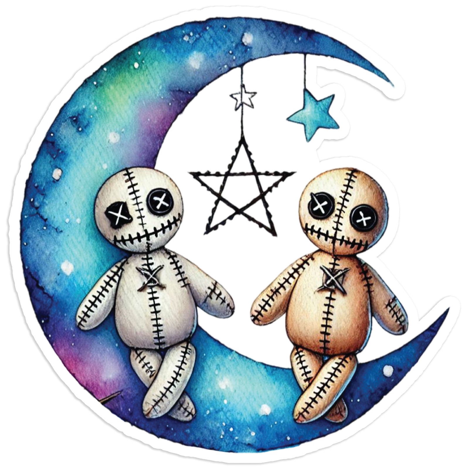 Moon & Stars Skeleton Love Dolls – Vinyl Decal Sticker – #1892