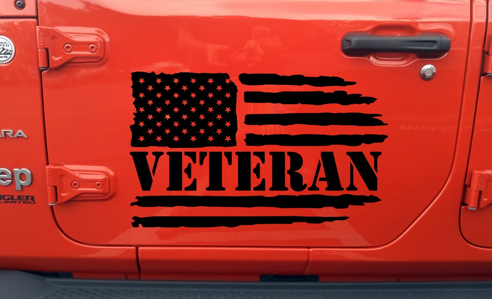 Distressed Veteran American Flag Vinyl Decal – Patriotic USA Military Sticker