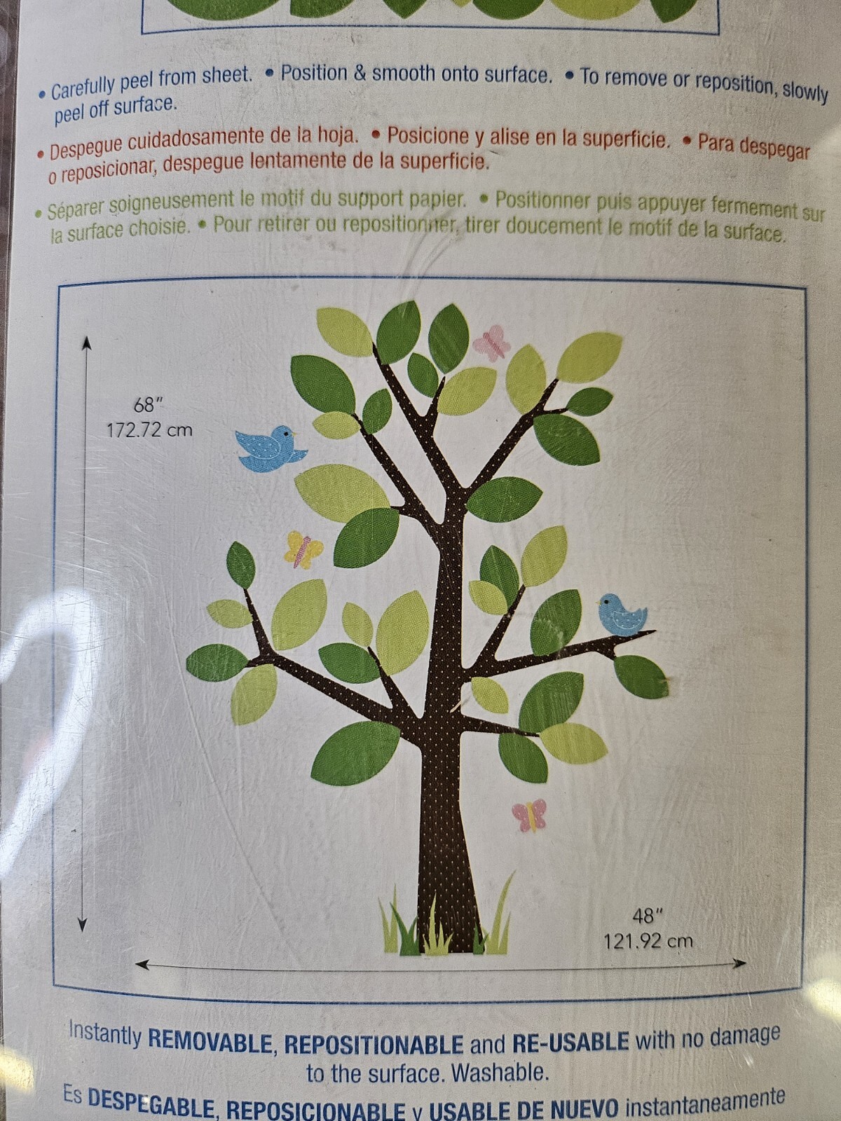 Roomates XL-nursery, kid’s removable-reusable wall decals-Tree & bird wall decor