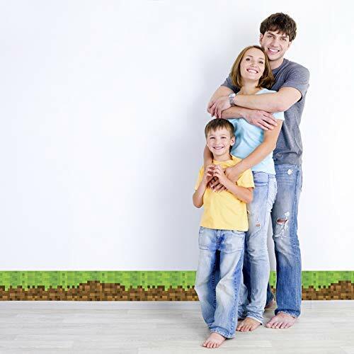 Pixel Mine Grass Border 9″ tall x 36″ wide Peel and Stick Wall Decal
