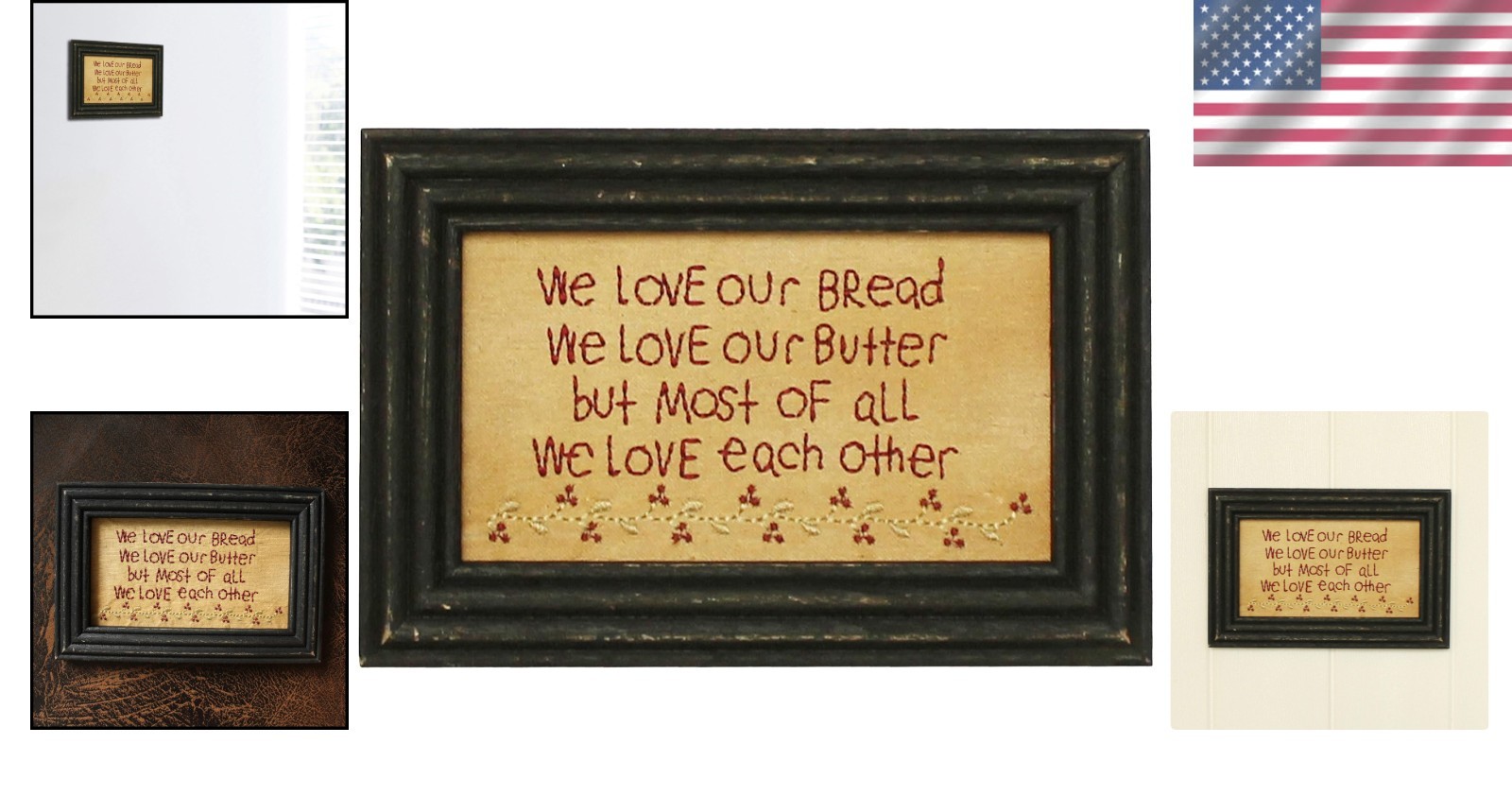 Antique Stitchery Frame Wall Decor 9×6 Inch
