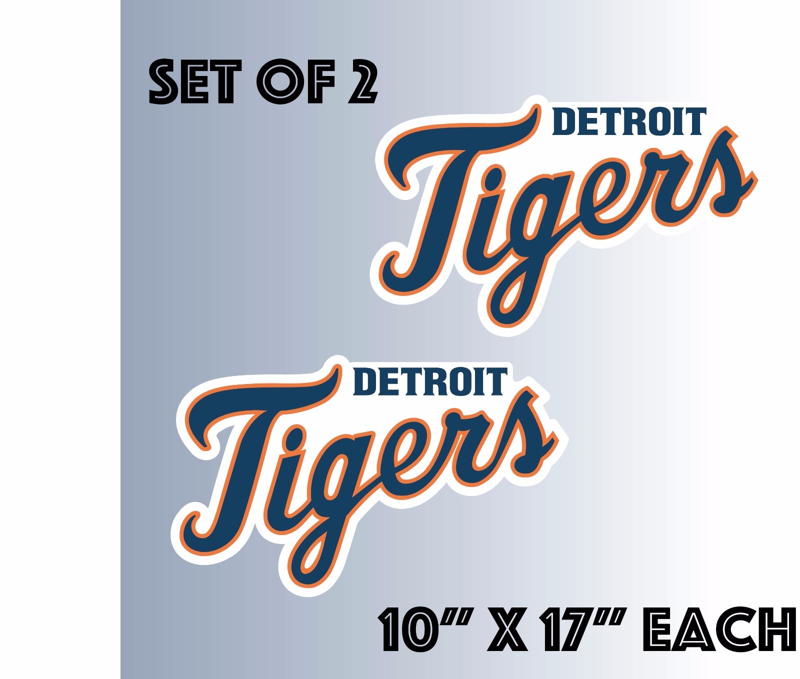 Set of 2 Detroit Tigers Vinyl Sticker Decal Cornhole (10″x17″)