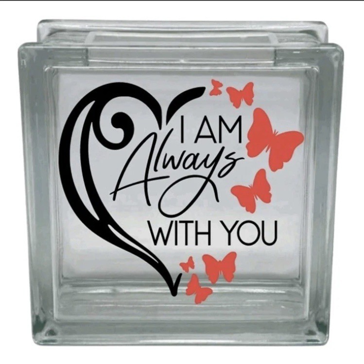Always With You heart Butterflies Decal sticker for DIY 8″ glass block tile