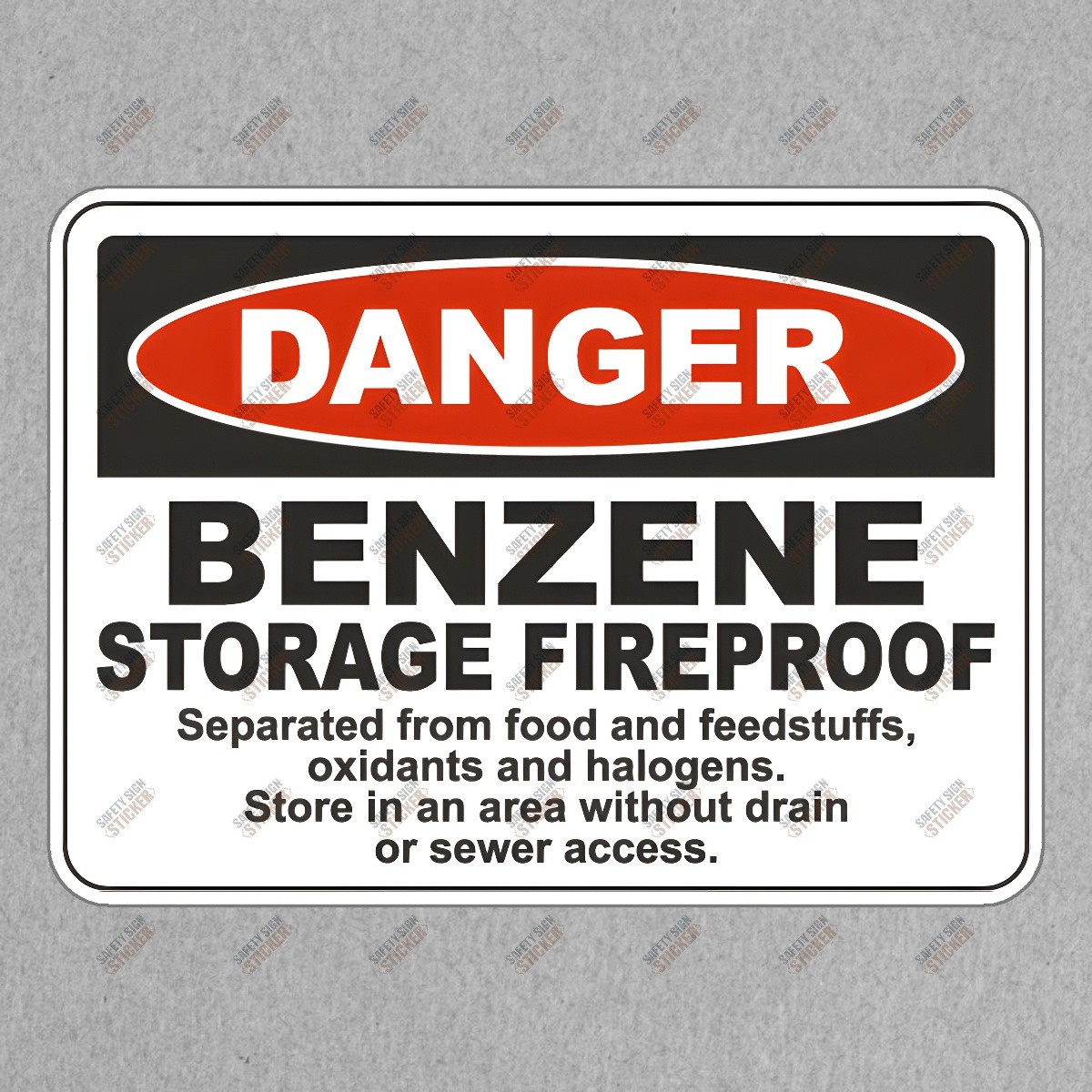 Danger Benzene Storage Fireproof Safety Sign Sticker Essential for #153529