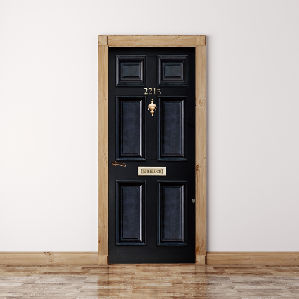 Door Mural Sherlock 221b Baker Street – Self Adhesive Fabric Wall Sticker