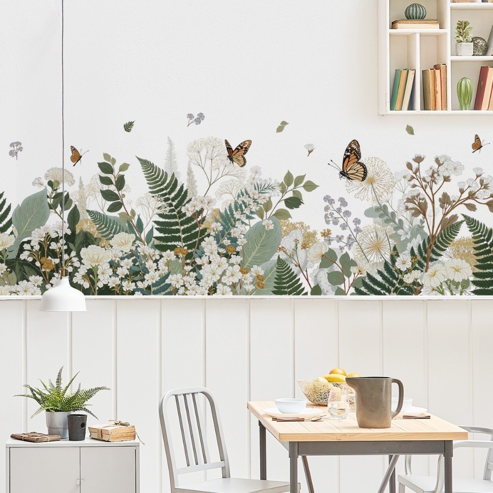 Vibrant Green Plants Wall Decals Vinyl Removable Floral Wall Murals Decor