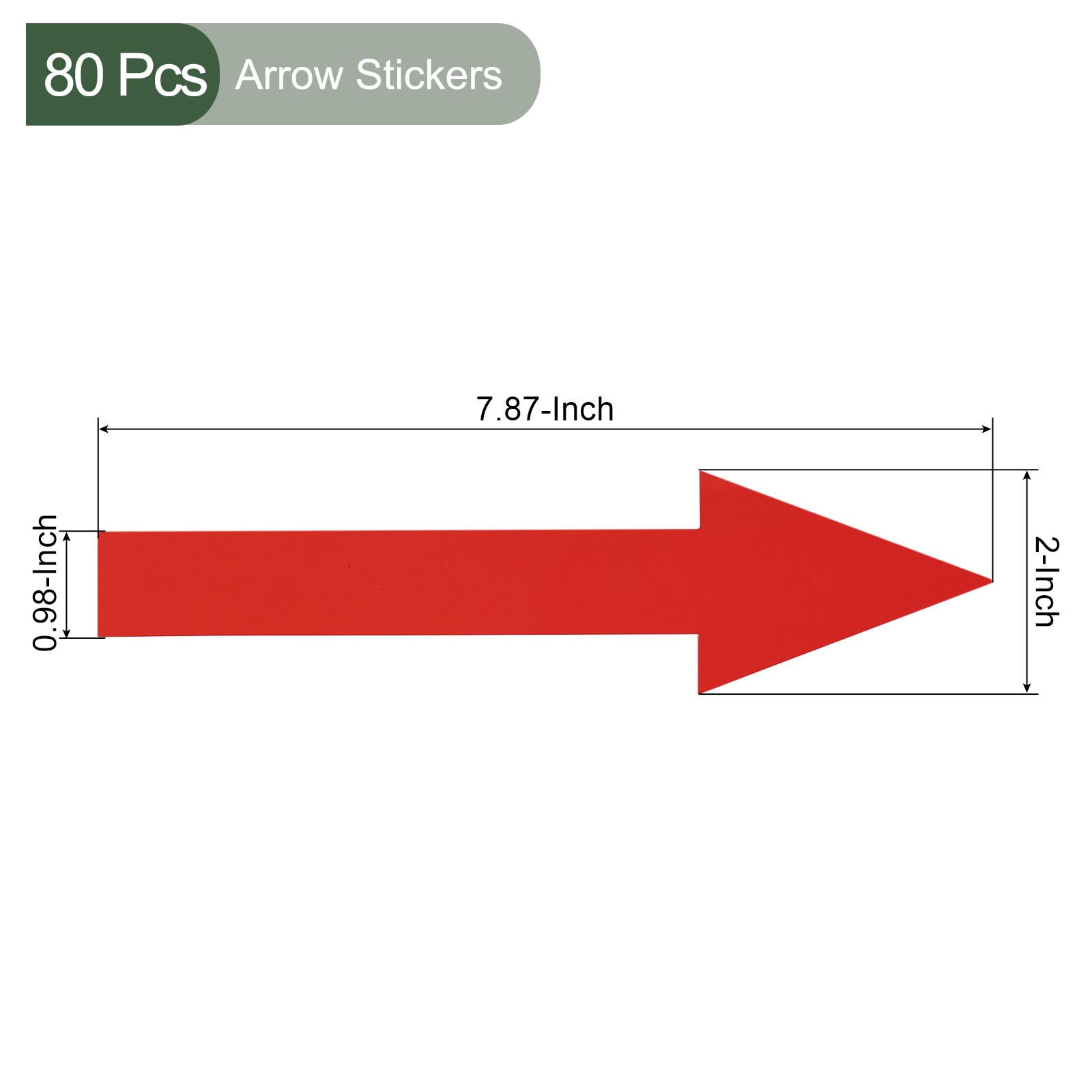 80pcs Arrow Sticker,20x5cm PVC Removable Self Adhesive Waterproof Signs,Red