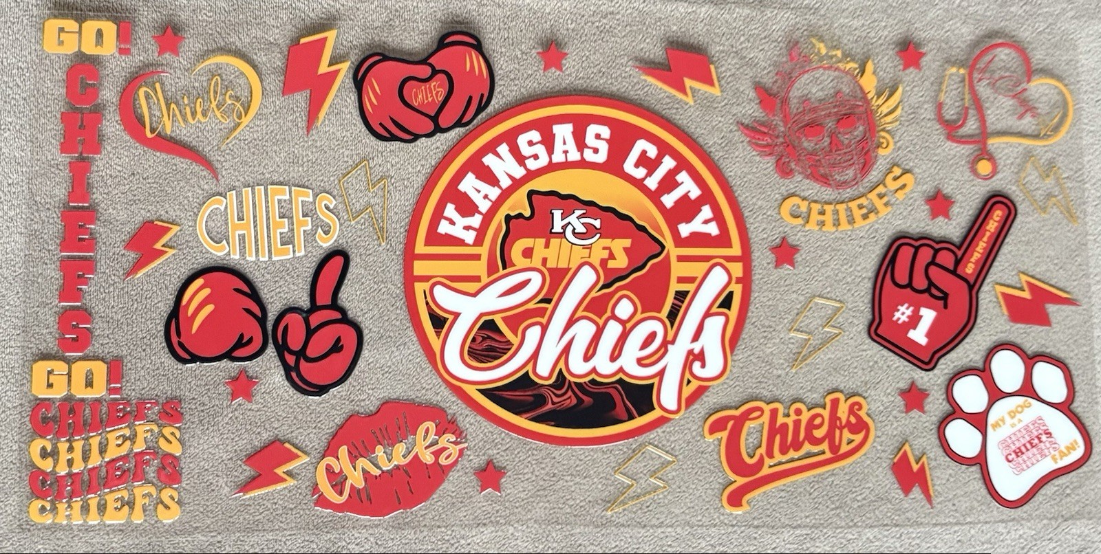 KANSAS CITY Football Team UV DTF Transfer Sticker Cup Wrap DIY Bottles Cups+