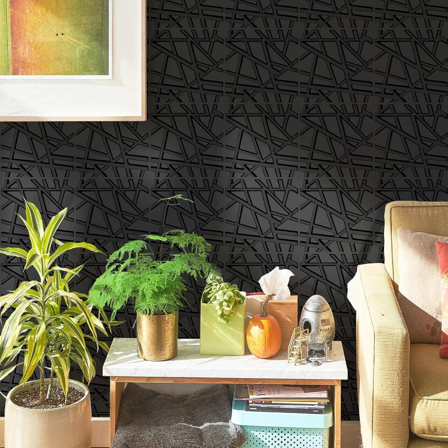 33 Pack 3D Wall Panels for Interior Wall Decor, 12”X12” Black Accent Textured