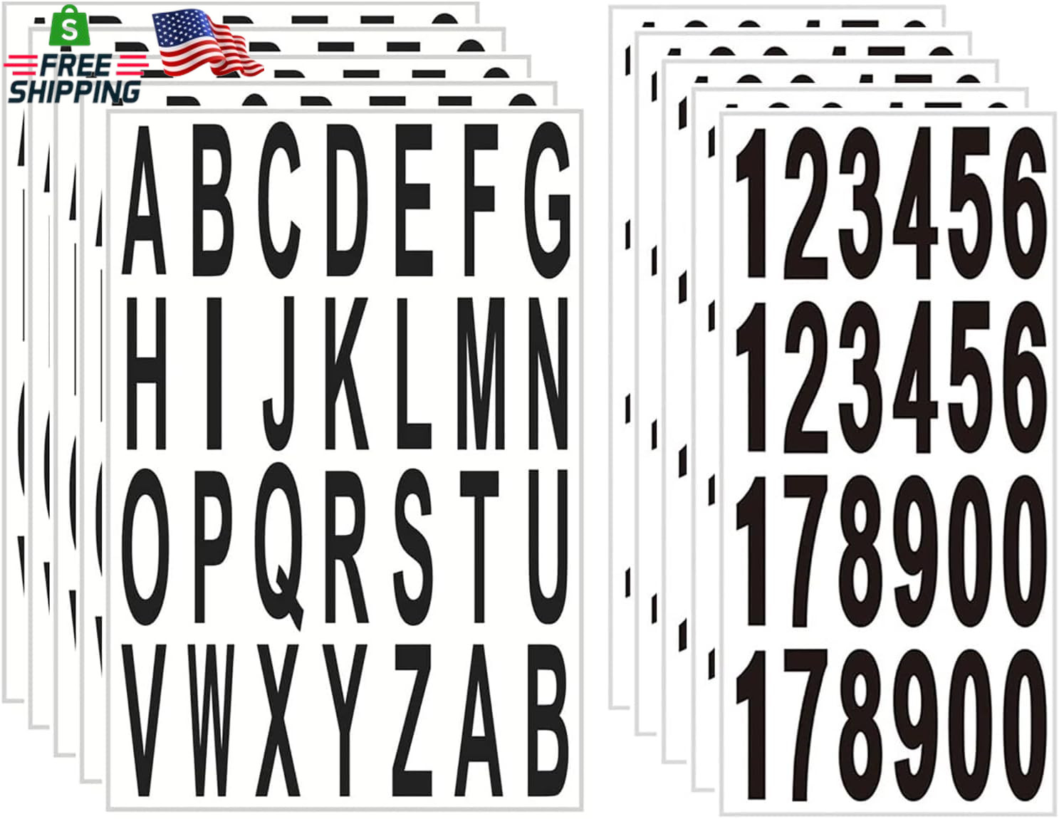10 Sheet 3 Inch Mailbox Numbers and Letters Cut Classic Style Self-Adhesive Viny