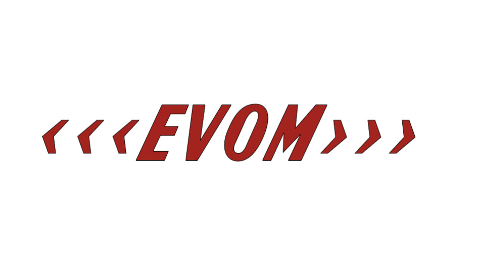 ” EVOM ” “Move” reflected – Decal ~11 x 5.5 in – Specify Colors – See Desc.