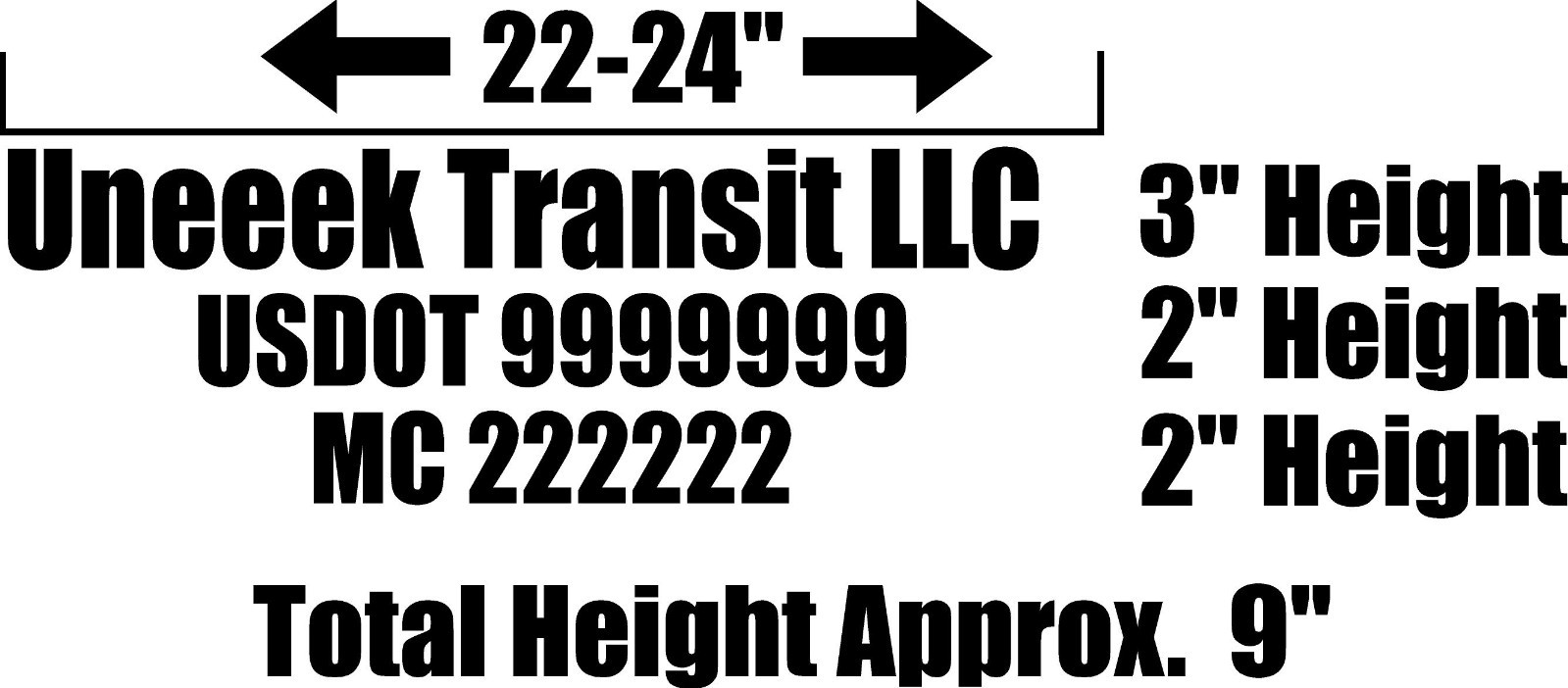 CUSTOM NAME TEXT Truck Business Decal stick vinyl for Description DOT MC LLC