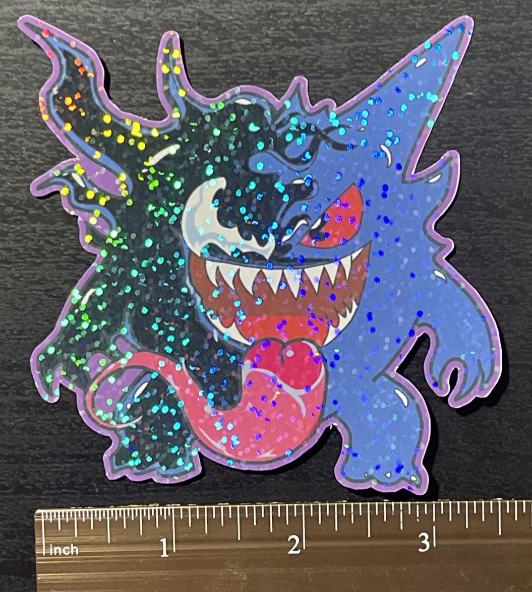 Pokemon Gengar Venom Glittery Foil Sticker Stick On Appliances, Laptops,GameCon