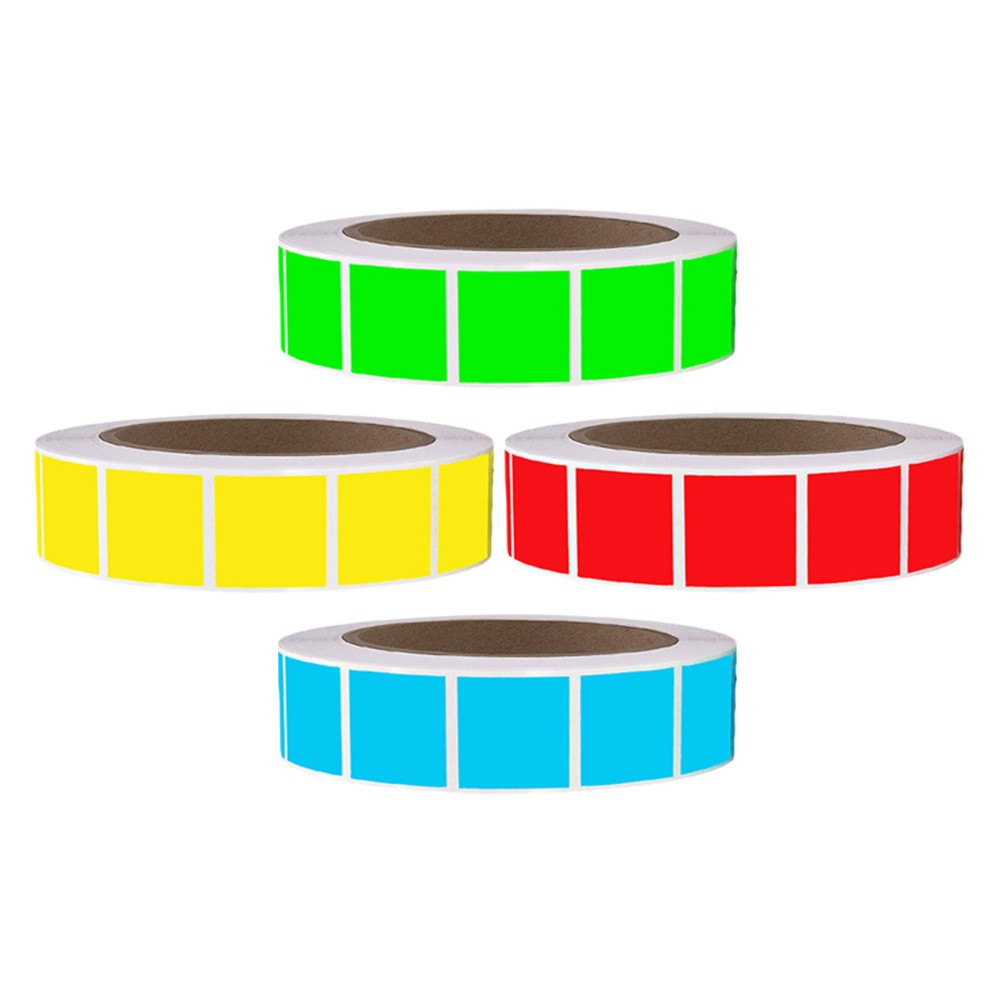 4 Rolls Colored Self Adhesive Labels: 1 X 1 Inch Removable Square Color Coding