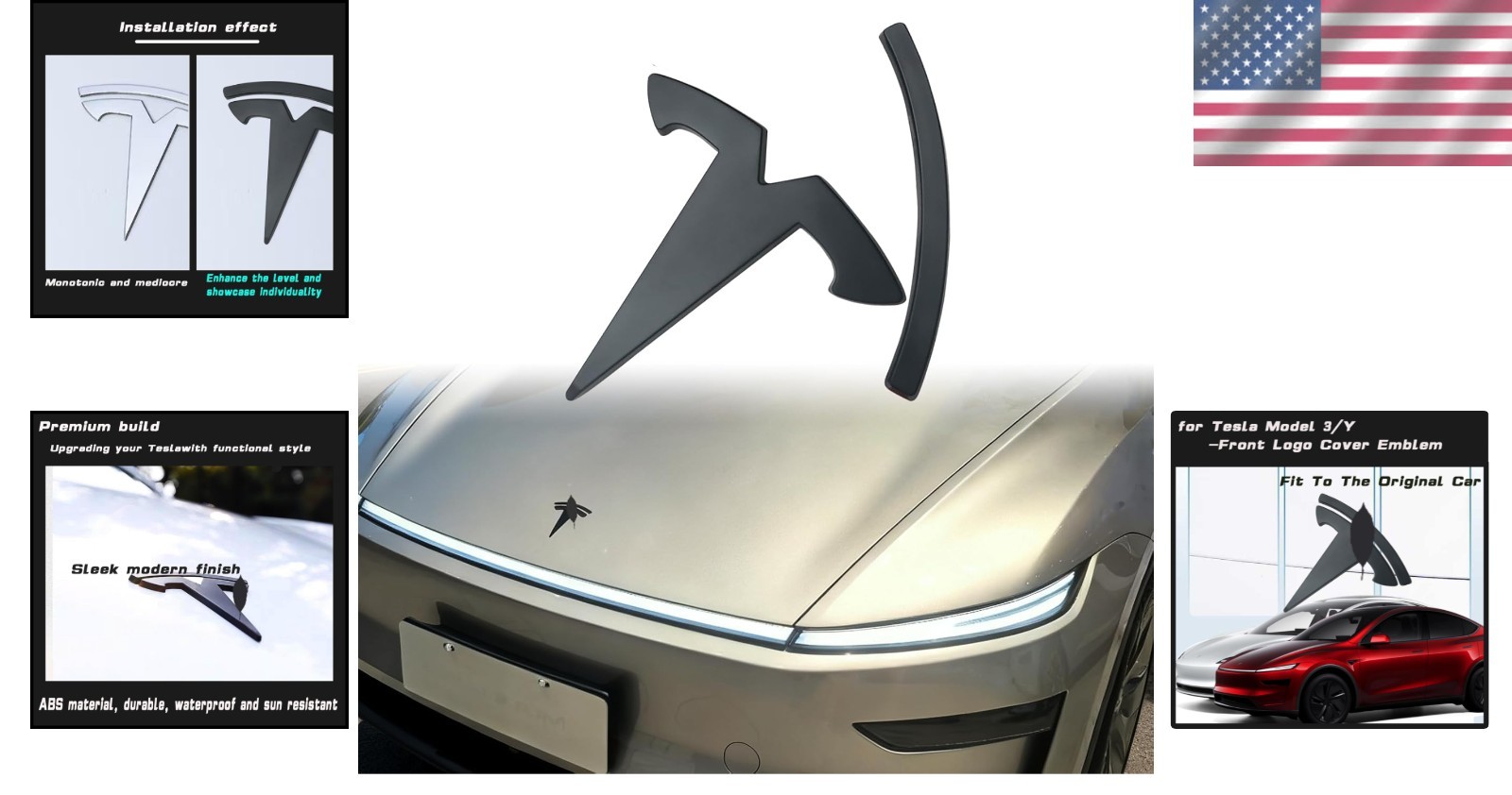 Custom Fit Front Trunk Emblem Cover for Tesla Model 3/Y – Durable ABS Design