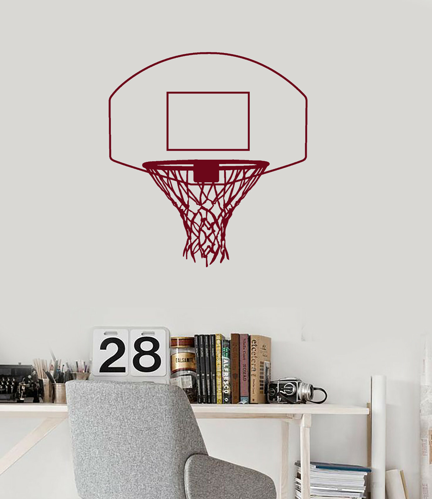 Vinyl Wall Decal Basketball Hoop Basket Net Sports Room Stickers (ig5533)