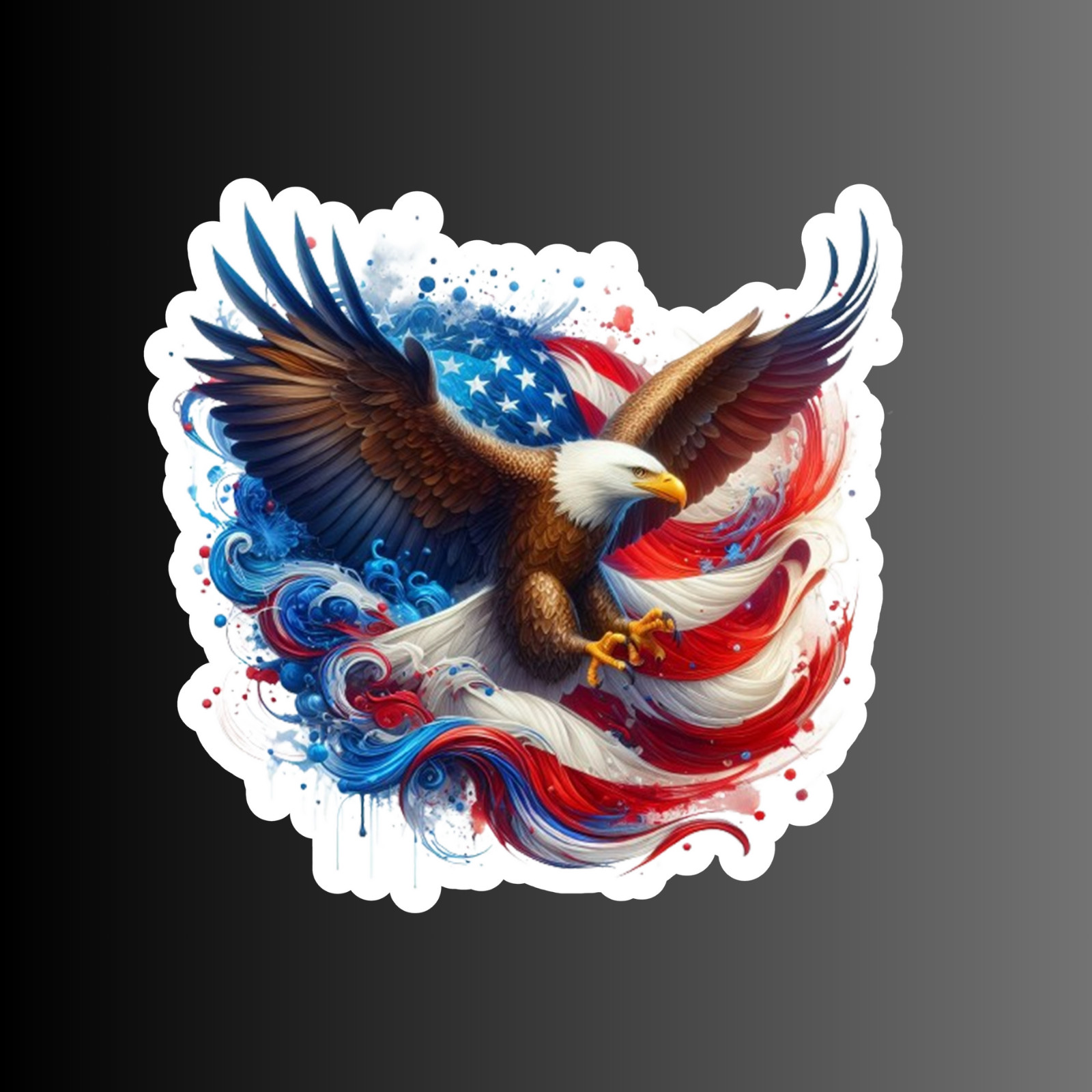 American flag bald eagle sticker vinyl decal freedom USA flying screaming 7″