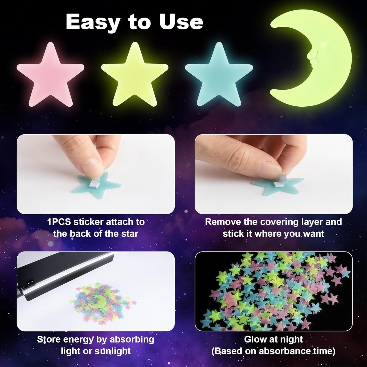 MAQIHAN 200 Glow in The Dark Stars for Ceiling – Glowing and Mix Color