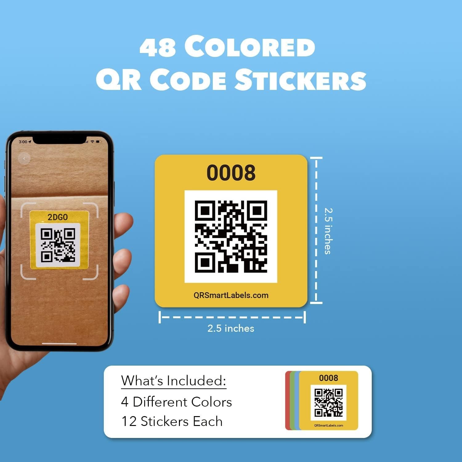 Color-Coding QR Code Stickers, 2.5 Inch Labels for Simplified Storage Management