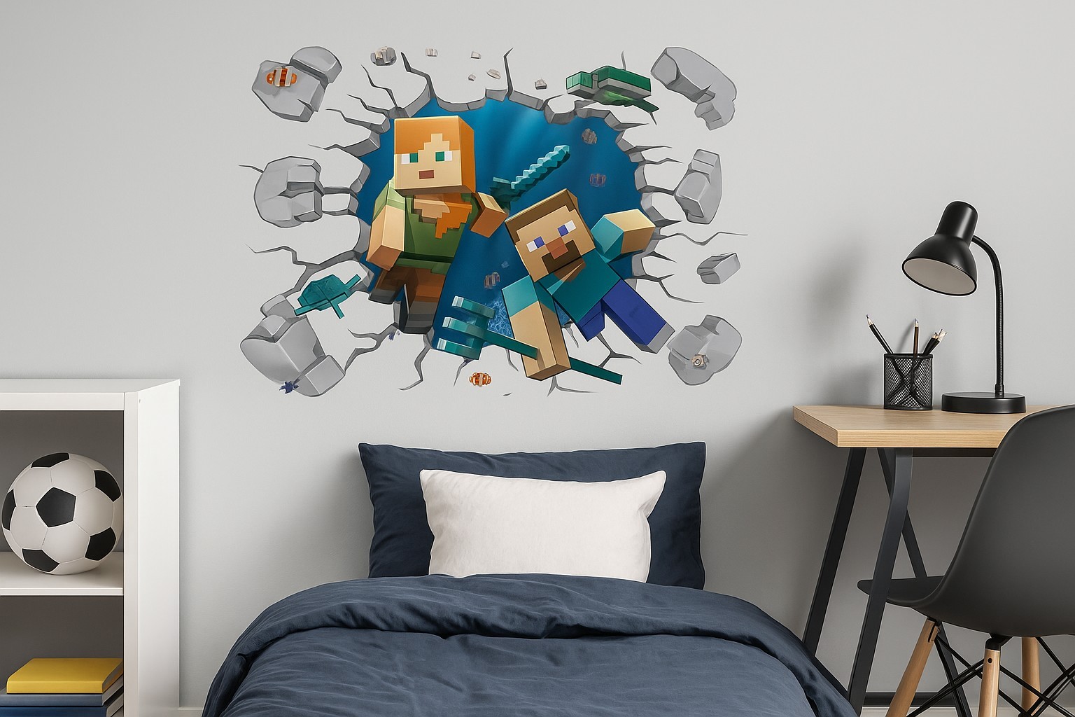 Wall Decal Sticker Minecraft 3D Nintendo Roblox Vinyl Kids Room Decor Halloween