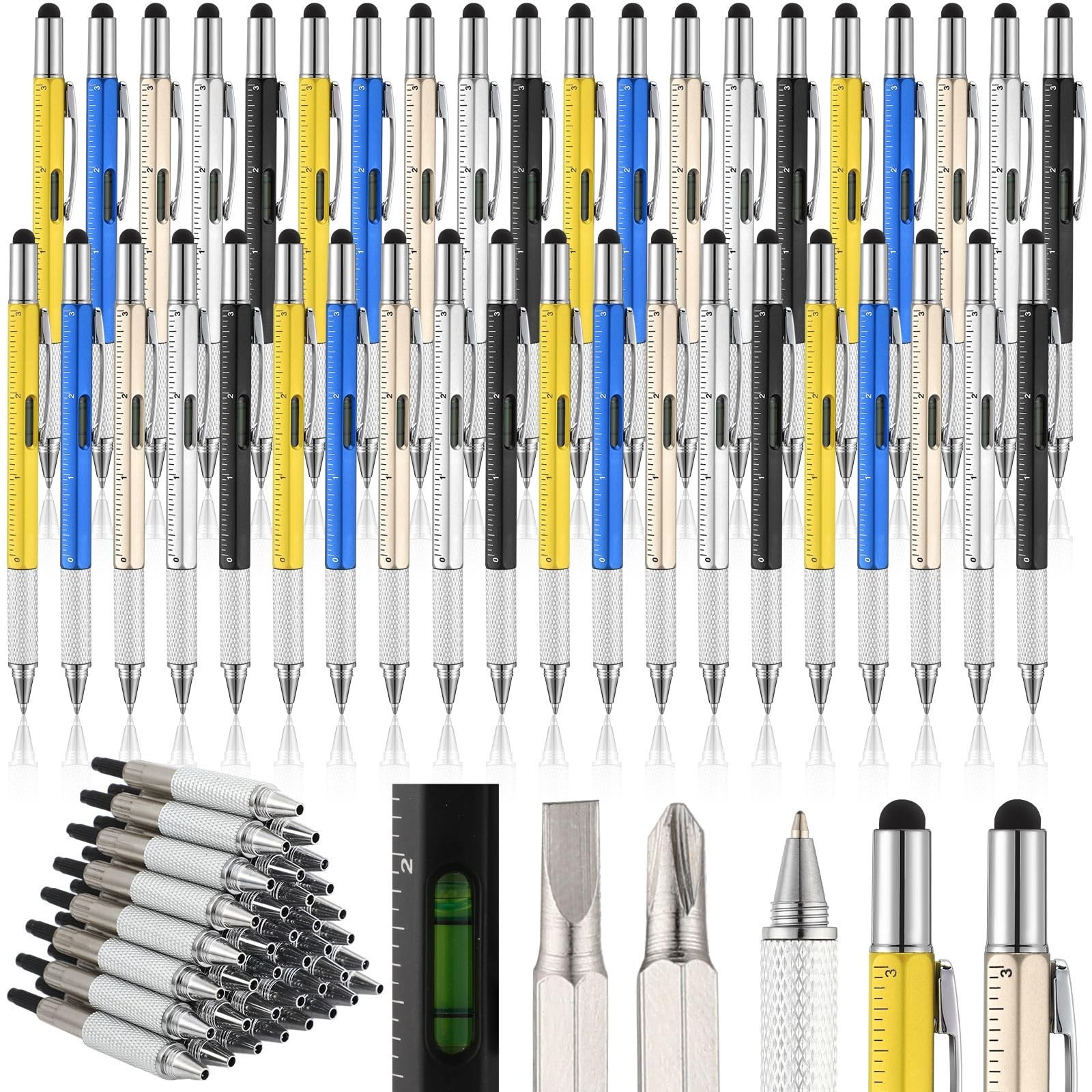 Yeaqee 40 Pcs Valentines Men Gifts:6 in 1 Multi Tool Pens with Refills Ruler …