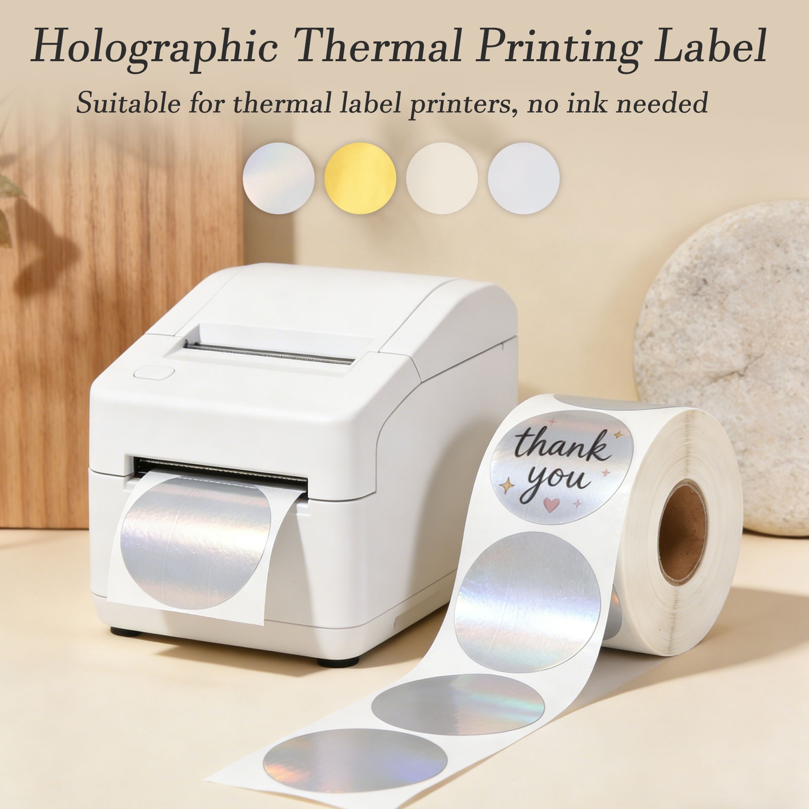 200pcs Round Thermal Label 1×1″ Self-Adhesive Thermal Stickers Clear
