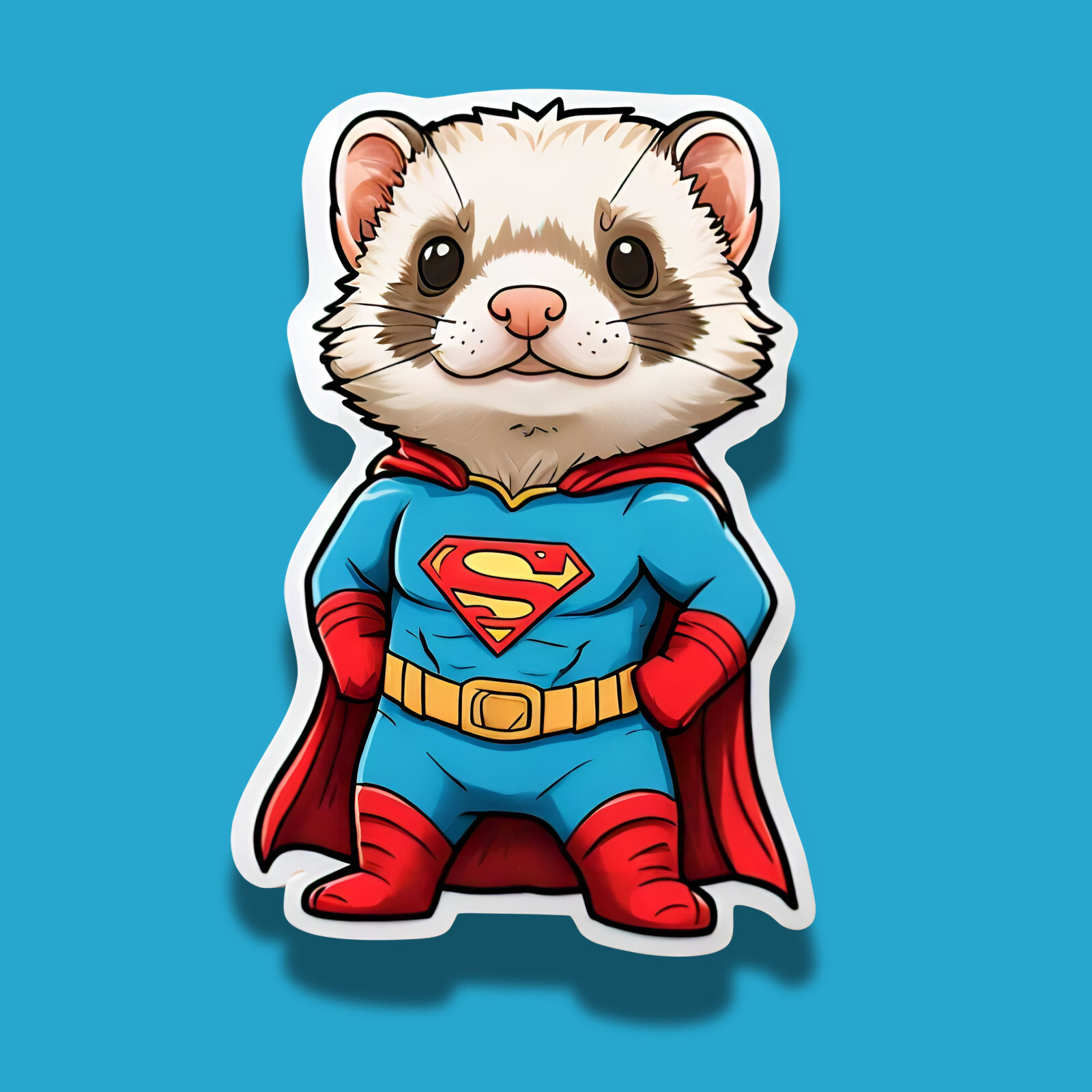 Super Ferret Superhero Funny Hero Weasel 3″ Vinyl Laminated Sticker