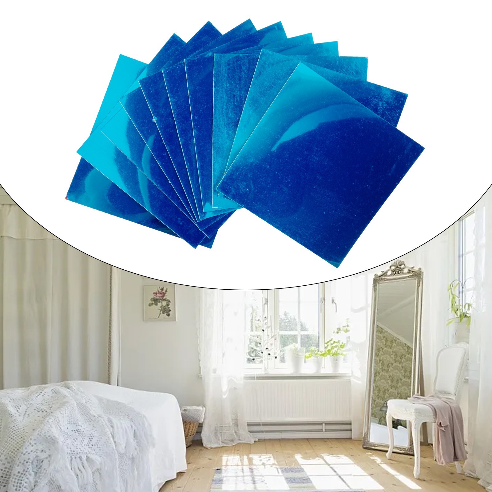 10Pcs 10CM Square Mirror Glass Tile Wall Stickers Decal Mosaic Home Decor