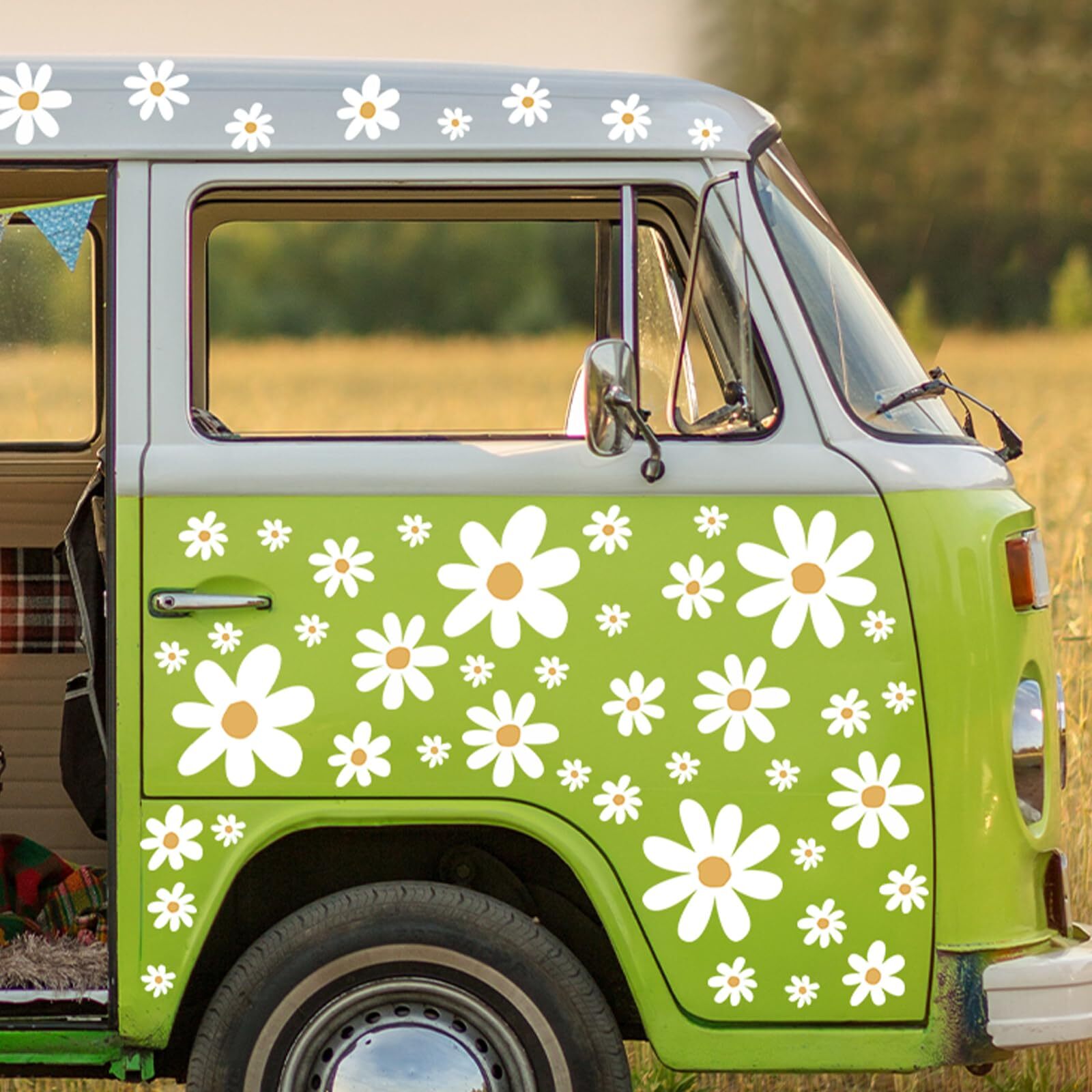 147 Pcs Flower Car Decals Windwo Clings 60s 70s Hippie Stickers for Laptop Car