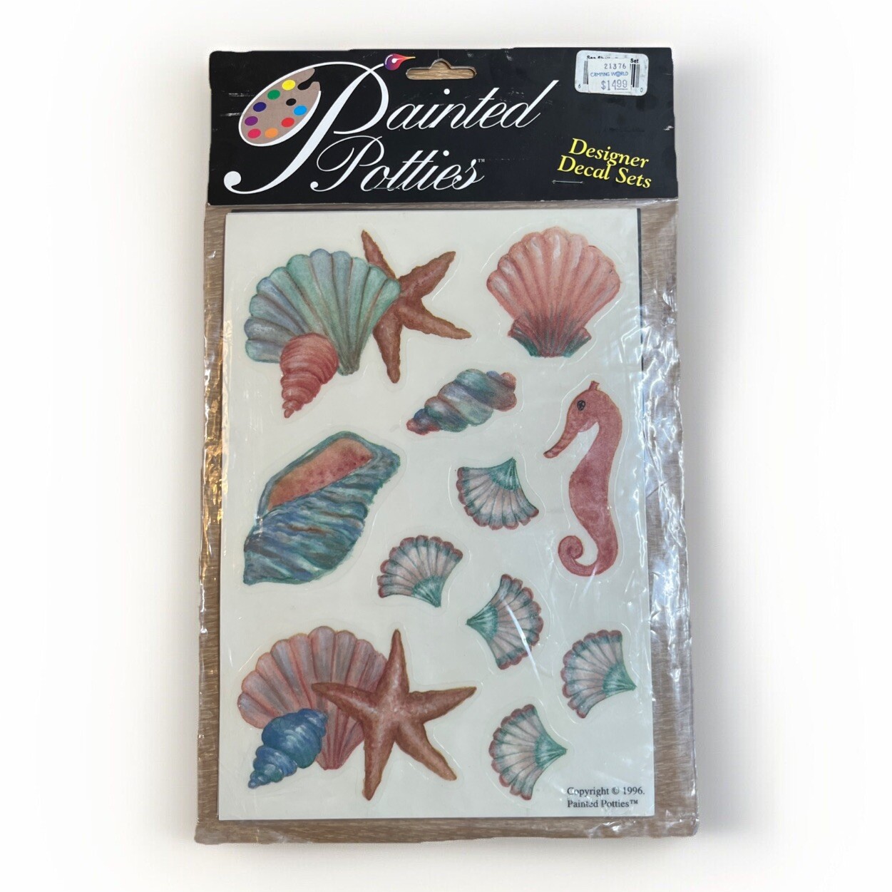 VTG Painted Potties Toilet Bowl Decals Novelty Designer Set Seashells Wall Decor