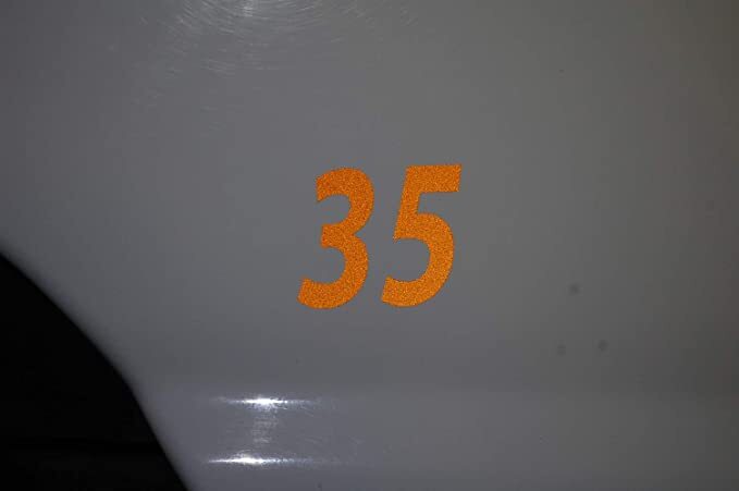 0-9 Reflective Numbers Orange Sticker Vinyl Decals CHOOSE 1″-12″ Set Of 40 (RV1)