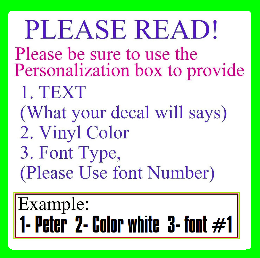 Custom Text Vinyl Lettering Sticker Decal Personalized – ANY TEXT ANY NAME {c22