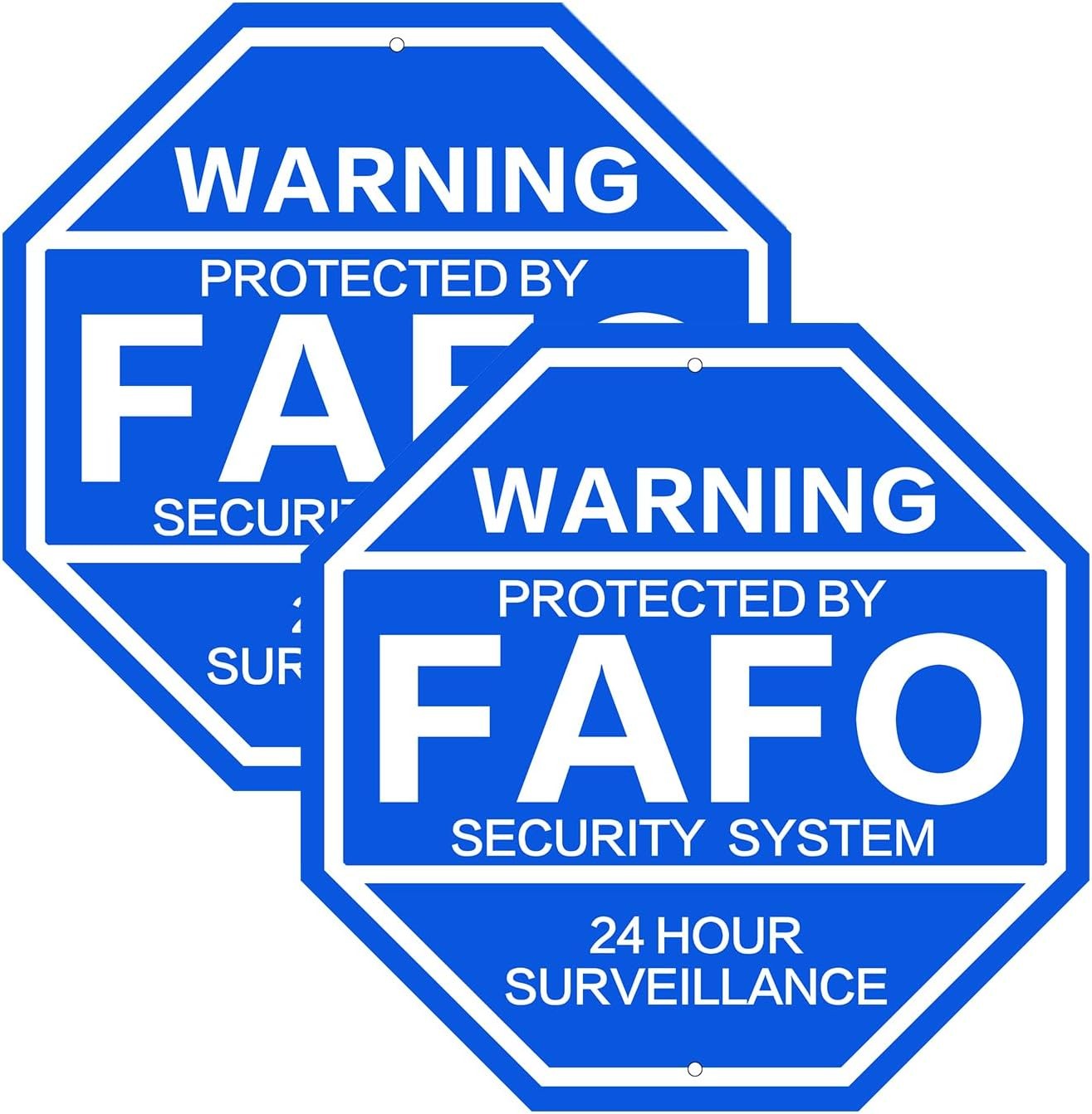 2Pack 10x10in Protected by FAFO Reflective Security Sign Blue