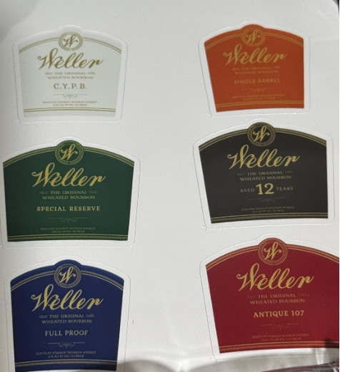 Weller Wheated Bourbon Mini Taster Bottle Labels – Full Set Of 6 Labels
