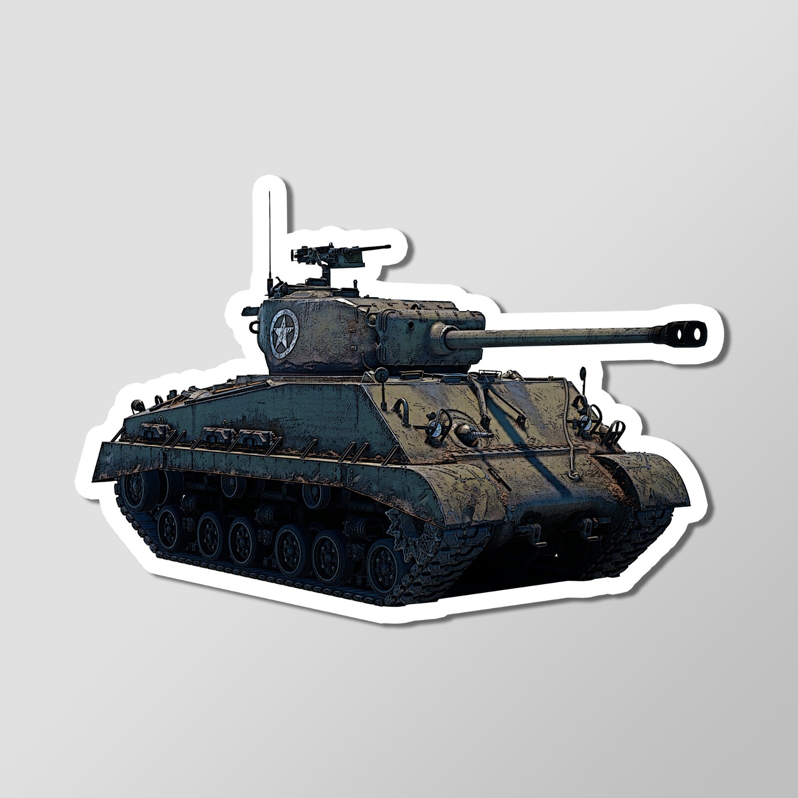 M4A3E8 Easy 8 Sherman Tank U.S. Armor WW2 Vinyl Laptop Desktop Glossy Sticker 4″