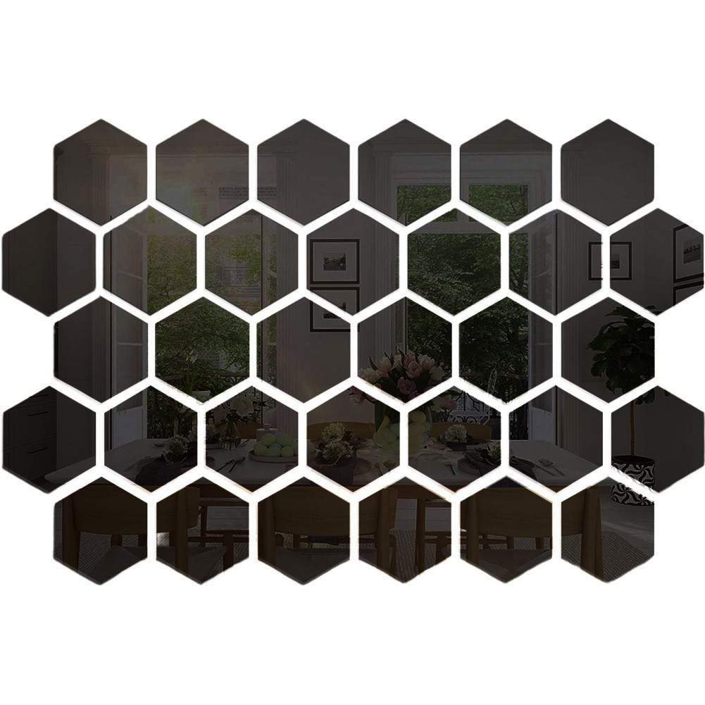 32 Pieces Hexagonal Mirror Wall Stickers for Home Walls Acrylic Panels