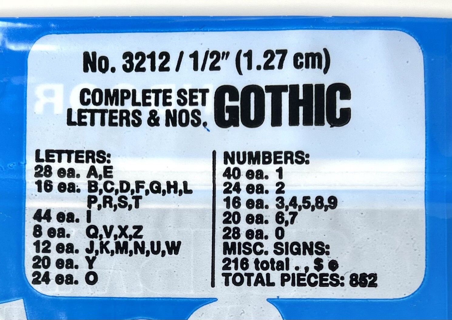 GOTHIC BLACK Adhesive Vinyl Letters & Numbers 1/2″ INDOORS OUTDOORS SEALED