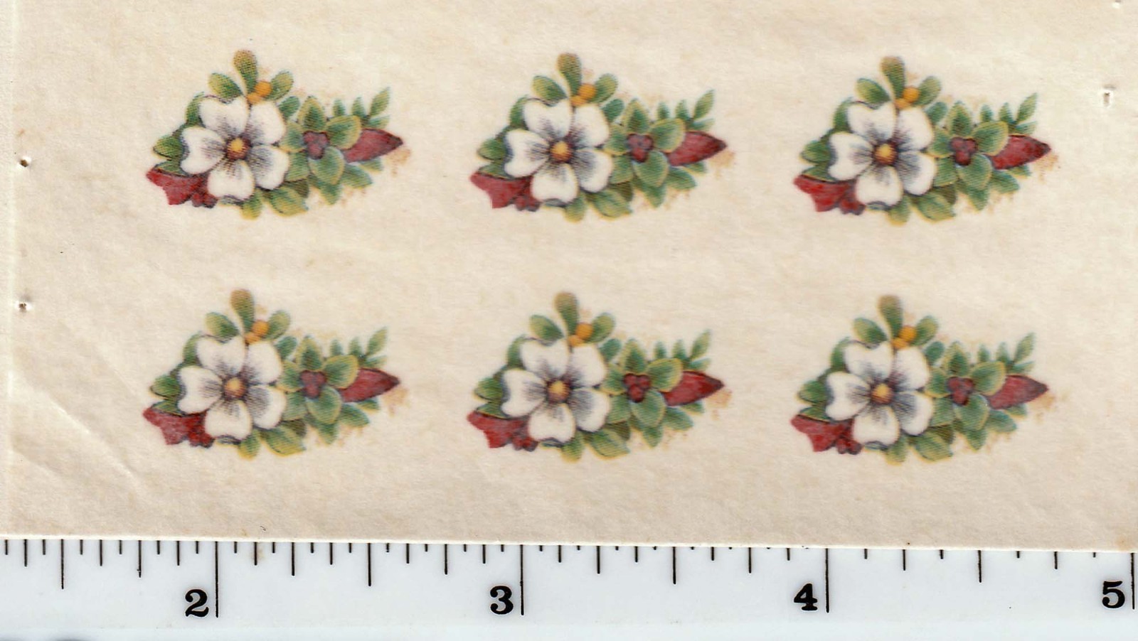 Tiny Christmas Floral Ceramic Waterside Decal-1/2 x 3/4″ (12) vintage, dollhouse