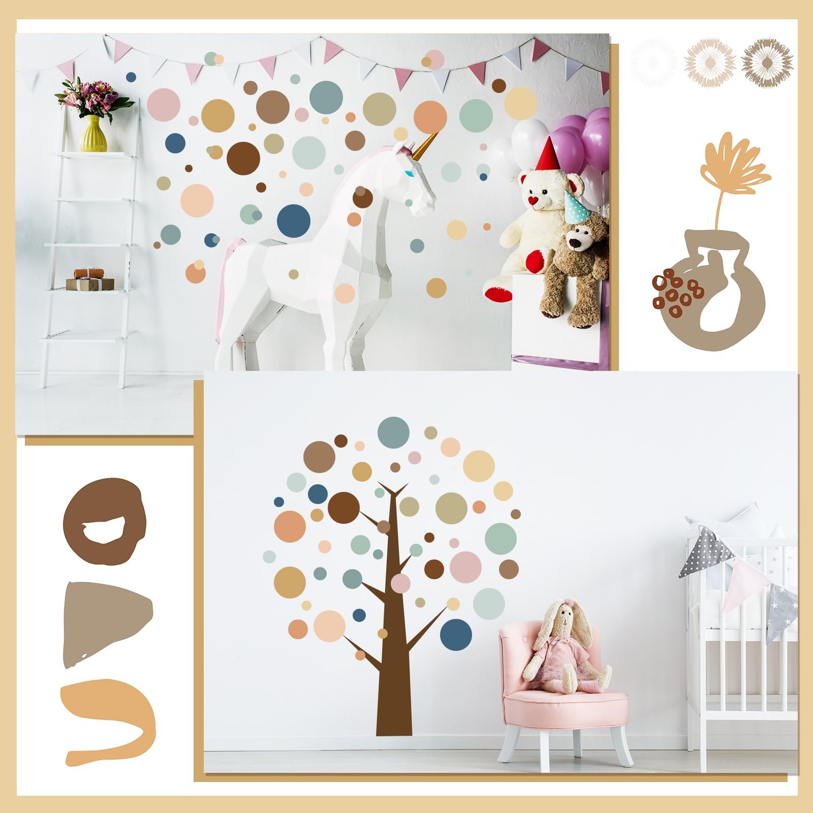 264 Pcs Polka Dot Wall Decals for Classroom Decor Kids Circle Wall Sticker Vi…