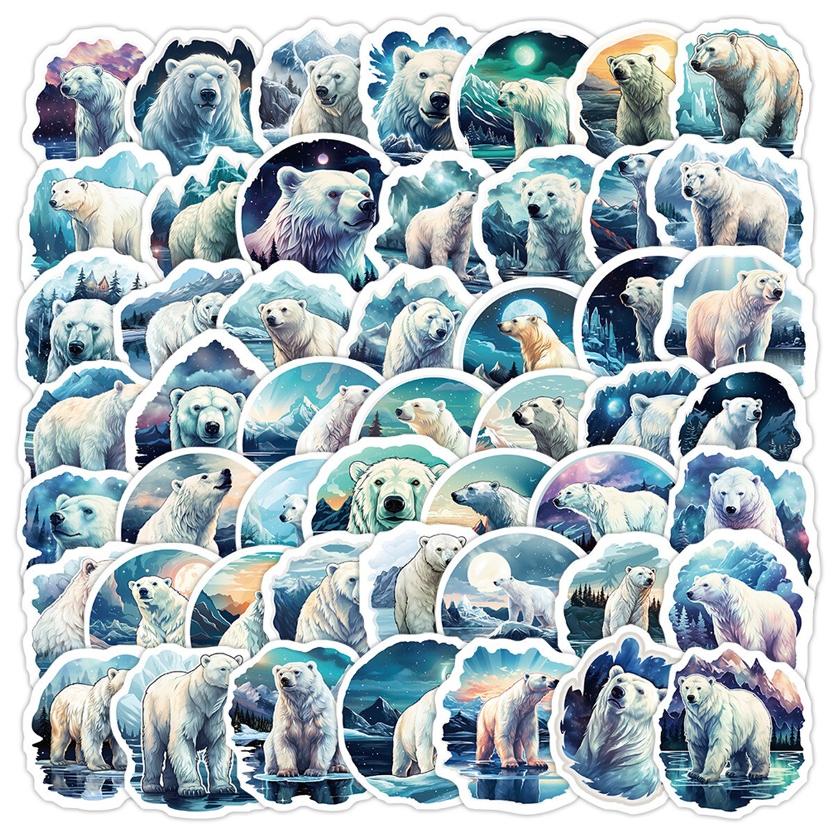 50 Pcs Stickers Polar Bears Laptop Luggage Graffiti Fridge Phone Car Vinyl Decal