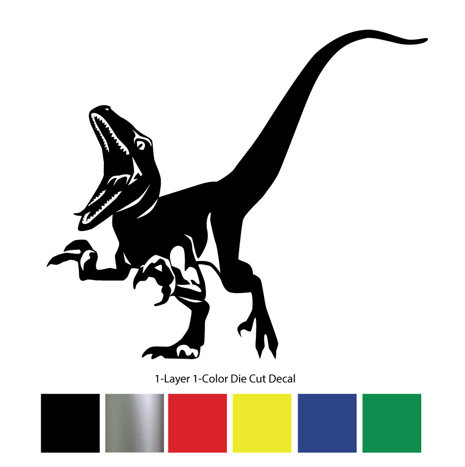 Dinosaur – Roaring Velociraptor #4 – Jurassic Period – 4-21″ wide – DieCut Decal
