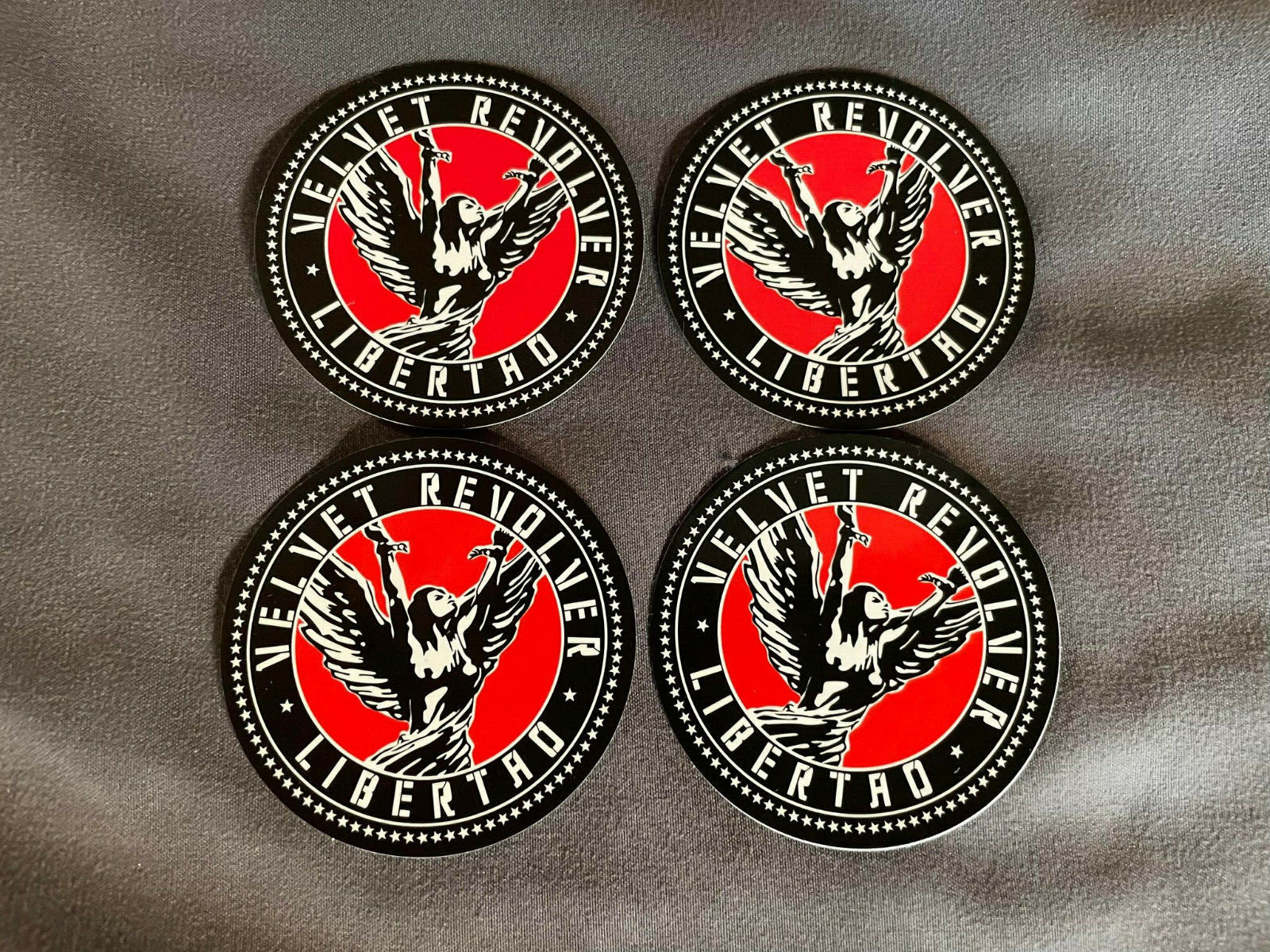 Lot of 4 VELVET REVOLVER 2″ x 2″ Band Logo STICKERS Black Red White FAST!