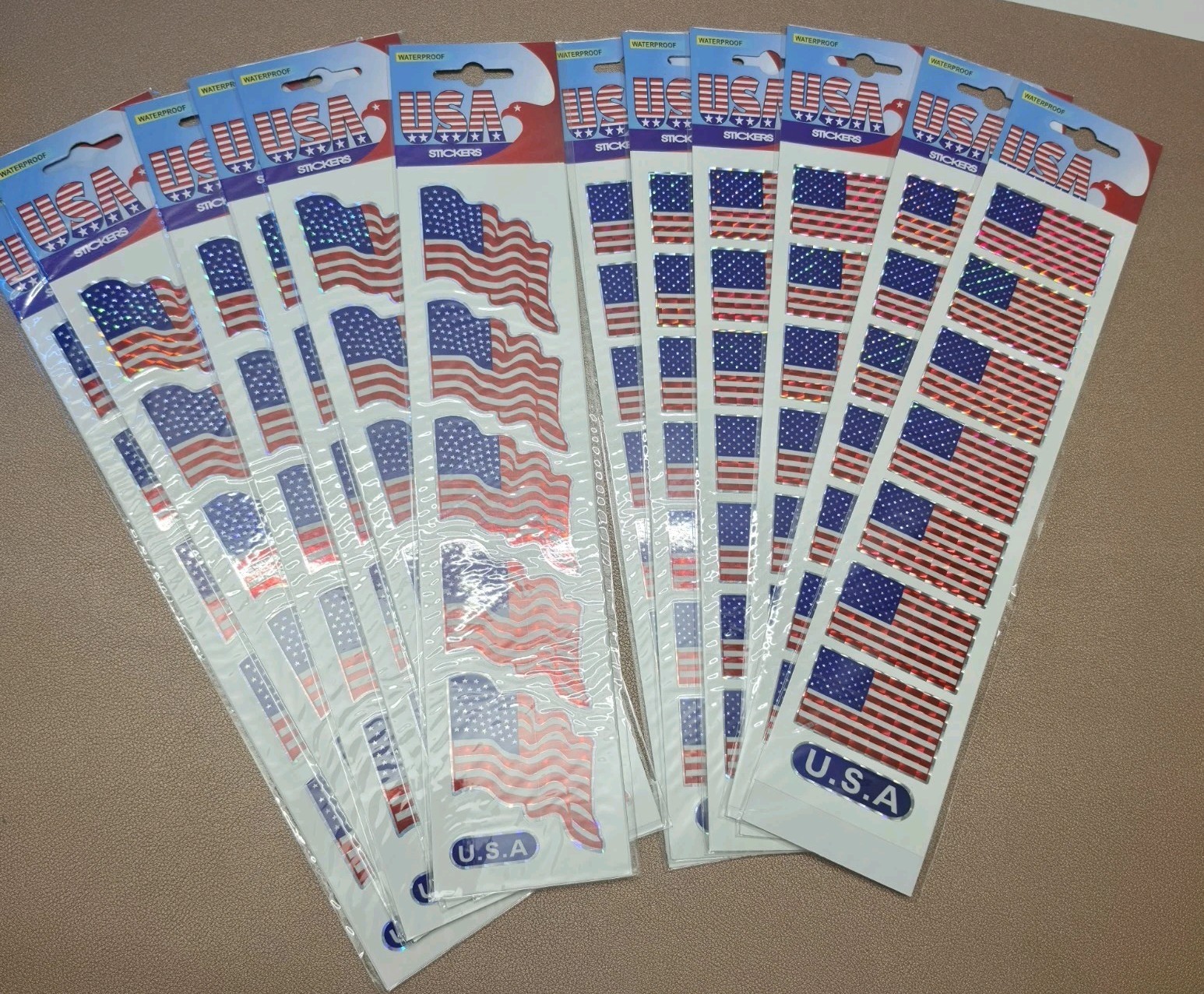 RUBIES USA FLAG HOLOGRAPHIC WATERPROOF STICKERS 12 PK (72 FLAGS/10 USA STICKERS)