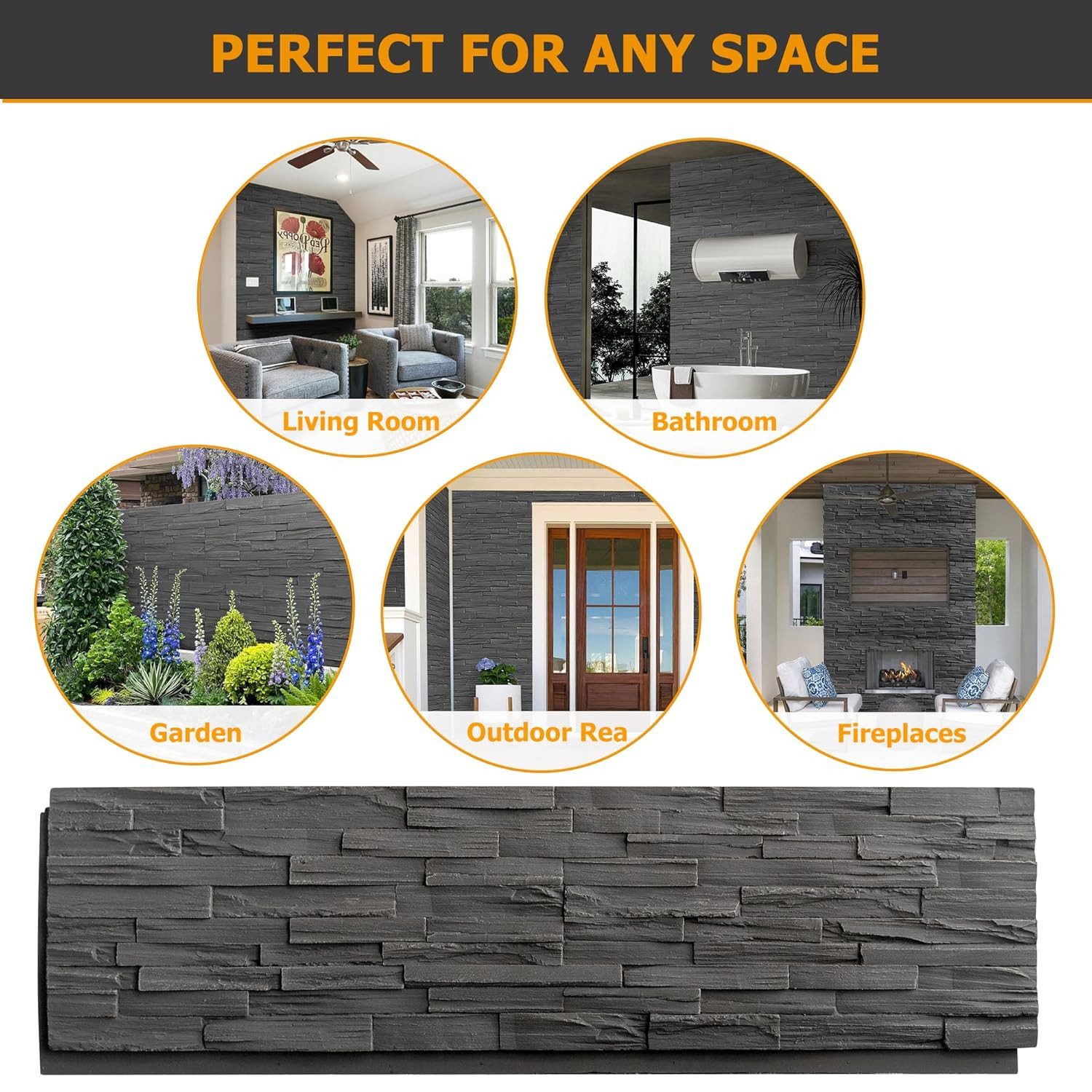 ROOMTEC 1-Pack Faux Stone Wall Covering Panels for Interior and Exterior Decor,