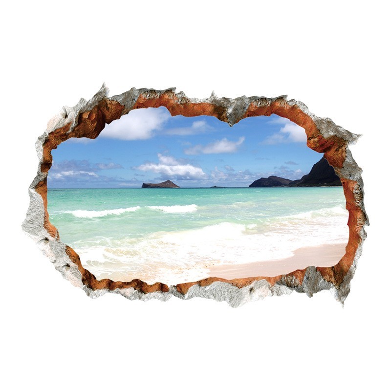 Wall Sticker Waterproof Beach Craft Art DIY Decals Decorative Gifts Holes