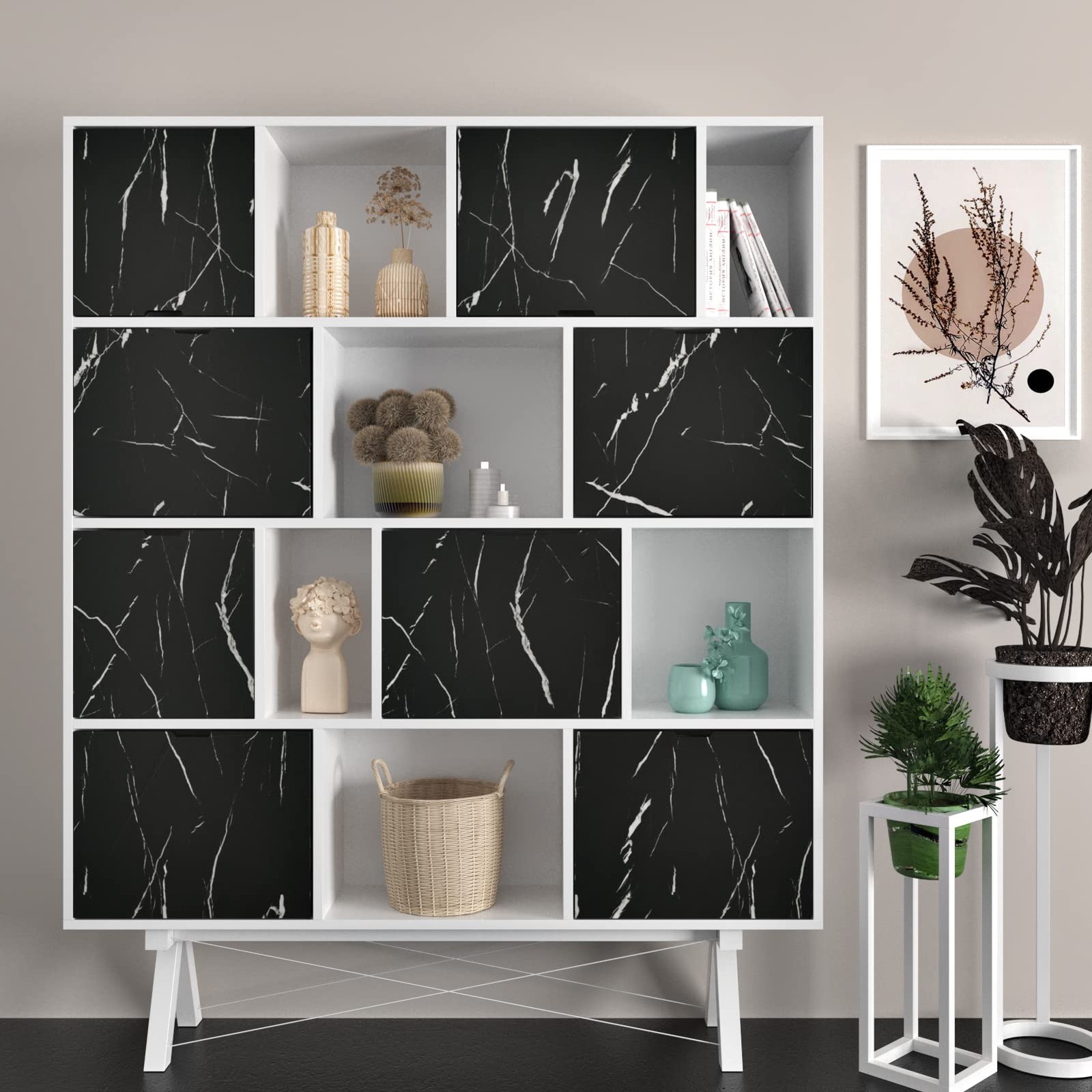 Matte Black Marble Paper for Table Top Peel and Stick Marble Wallpaper Self A…