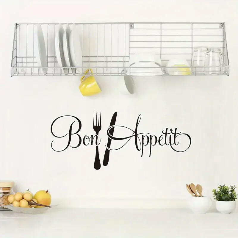 Wall Decal Modern Geometric Kitchen Decor Elegant Lettering No Residue Remova